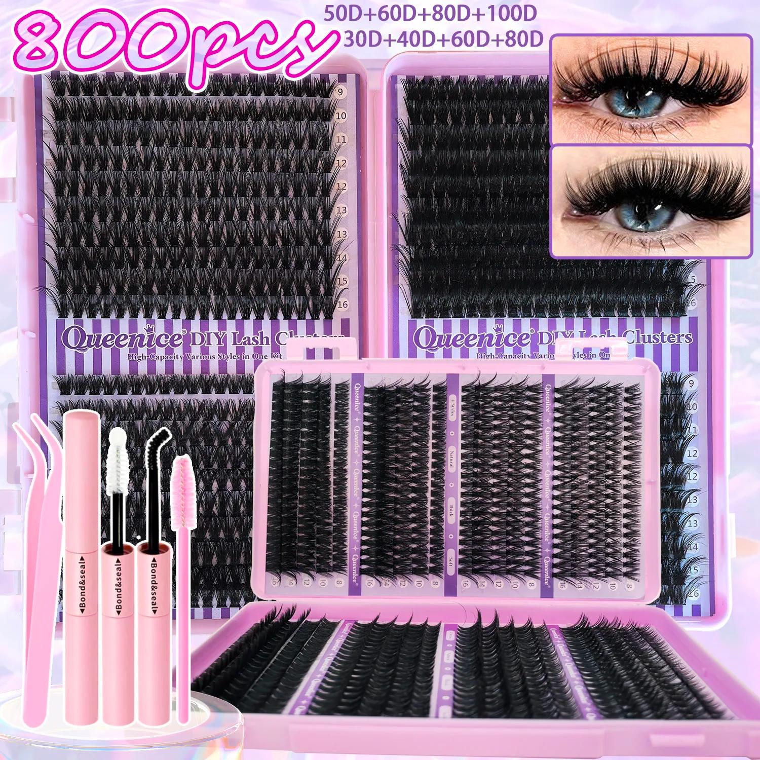 QUEENICE cils grappe bricolage Extension de cils plateau mixte grappes cils moelleux cils individuel