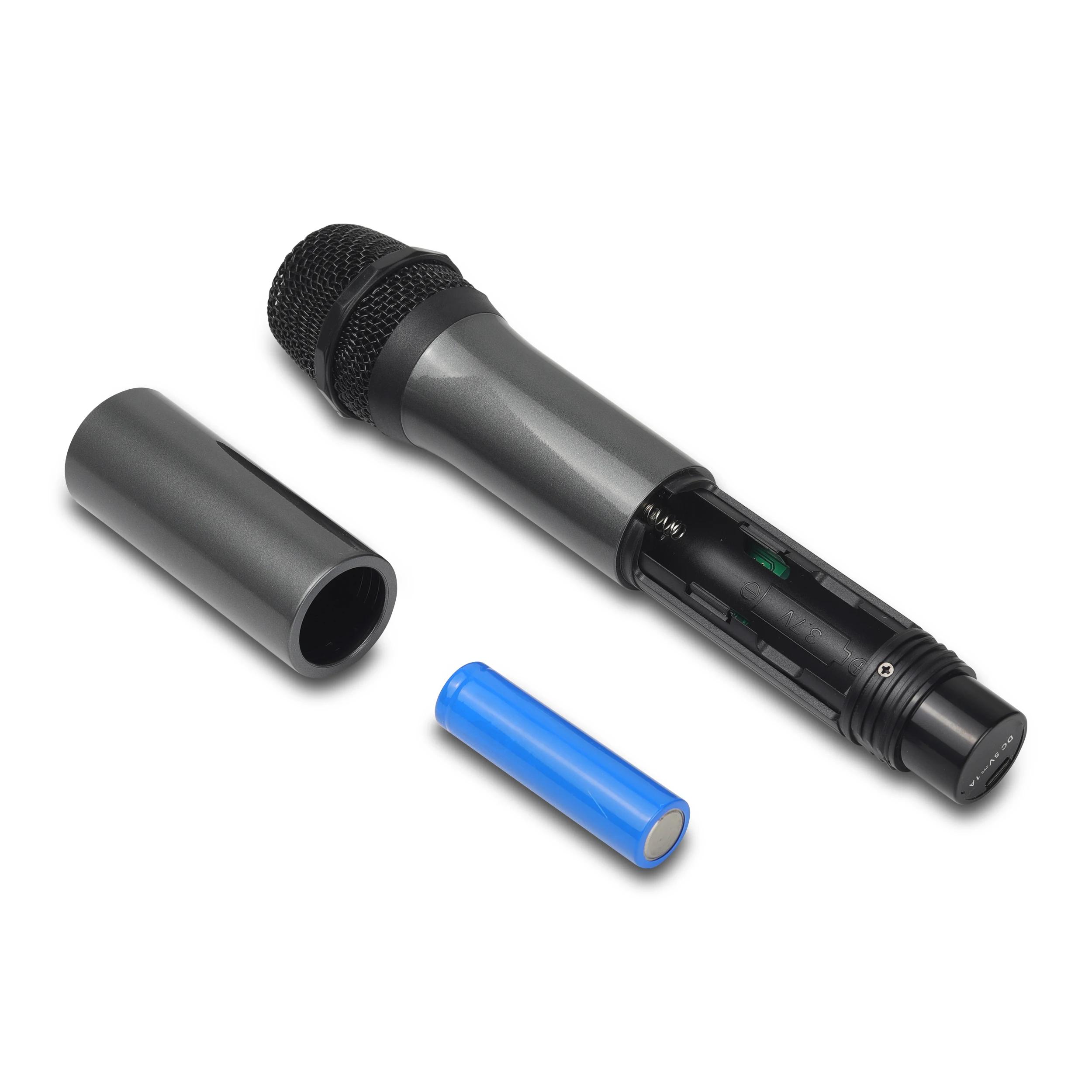 Microphone sans fil 2 canaux UHF, fréquence fixe, portable, pour fête, karaoké, église professionnel