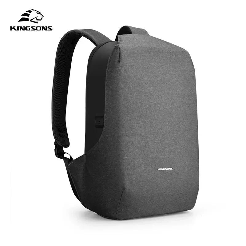 Kingsons sac à dos antivol hommes 15.6 pouces ordinateur portable 180 degrés ouvert W USB charge sac
