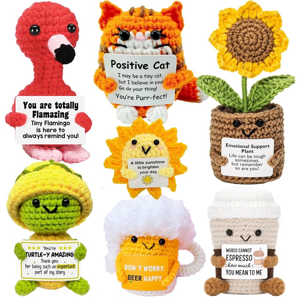 Poupée au Crochet de câlin de poche à énergie positive, Mini peluche tricotée à la main, pomme de te