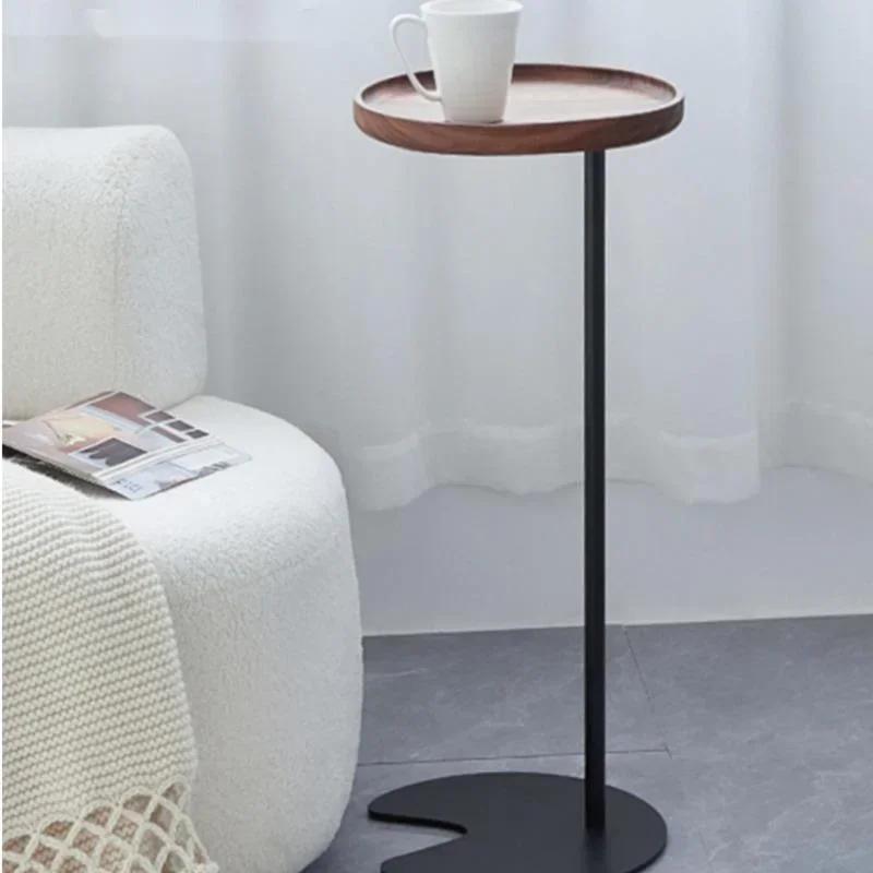 Table ronde en bois massif pour chambre à coucher, petit lit à fouet avancé, salon, bord de canapé, 