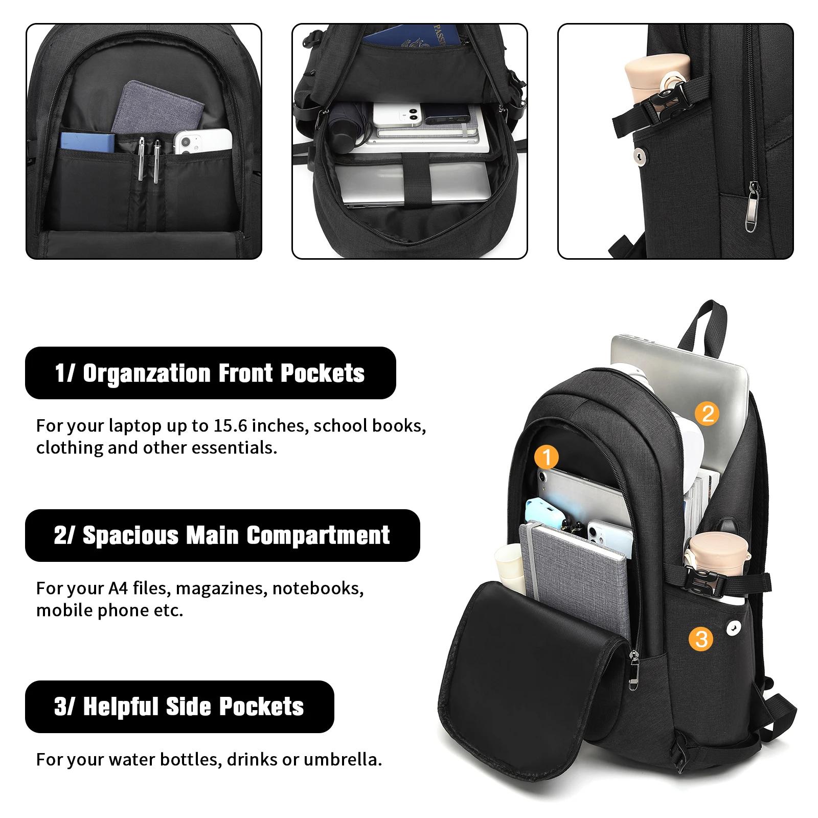 Sac à dos pour ordinateur portable KONO 15,6 pouces, étanche, antivol, pour affaires, école, voyage