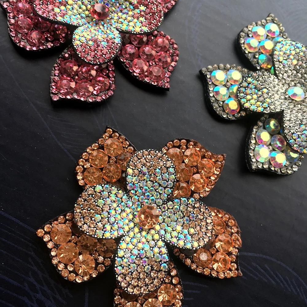 Patch brodé de fleurs en cristal, 1 pièce, pince à cheveux en tissu, sacs appliqués, décoration de m
