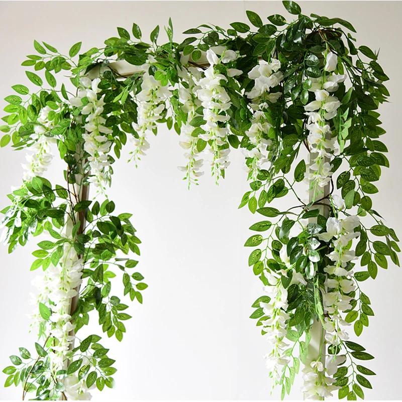 7ft 2m fleur chaîne artificielle glycine vigne guirlande plantes feuillage extérieur maison traînant