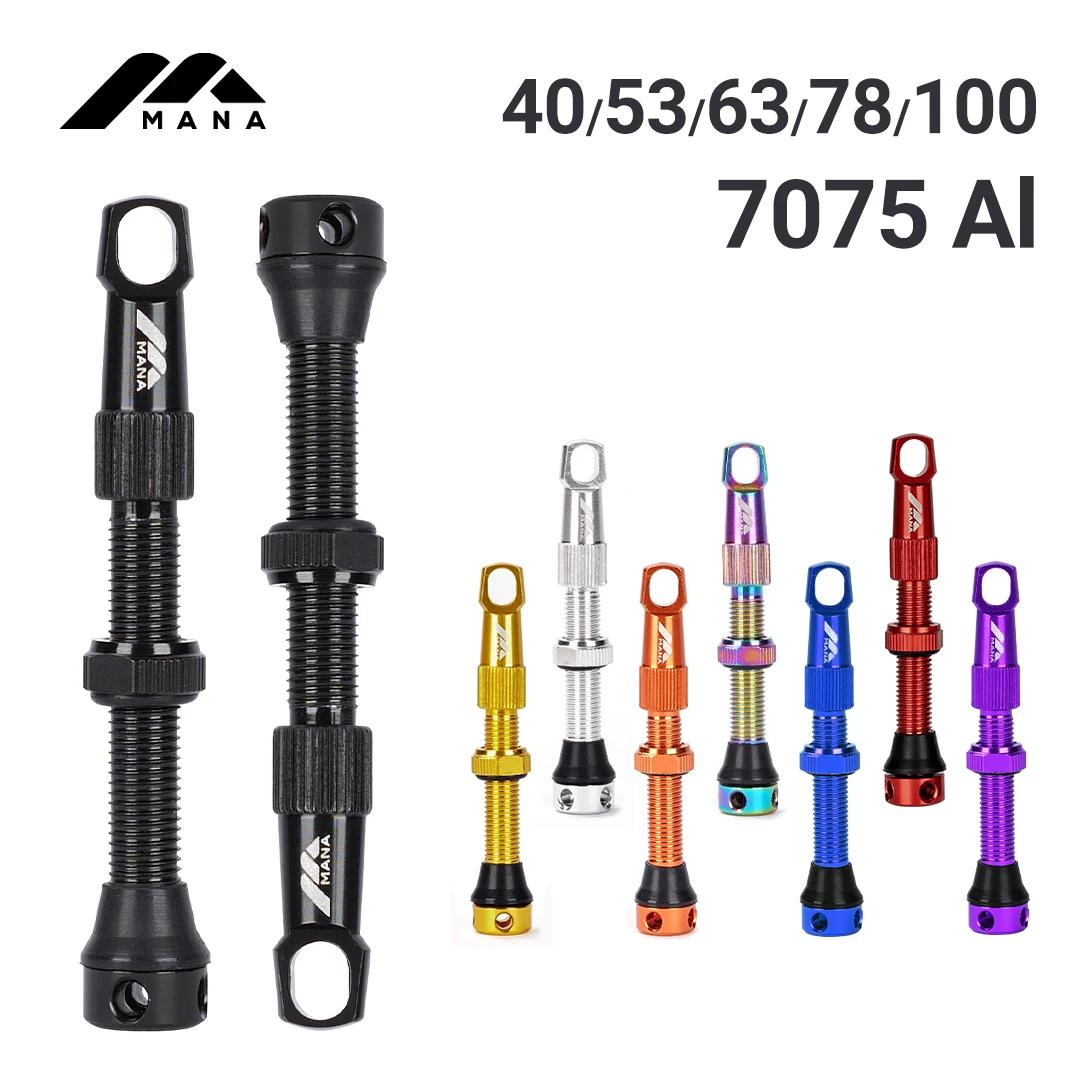 MANA 1 paire de Valve Presta de vélo 40/53/63/78/100mm 7075 en alliage d'aluminium pour route sans c