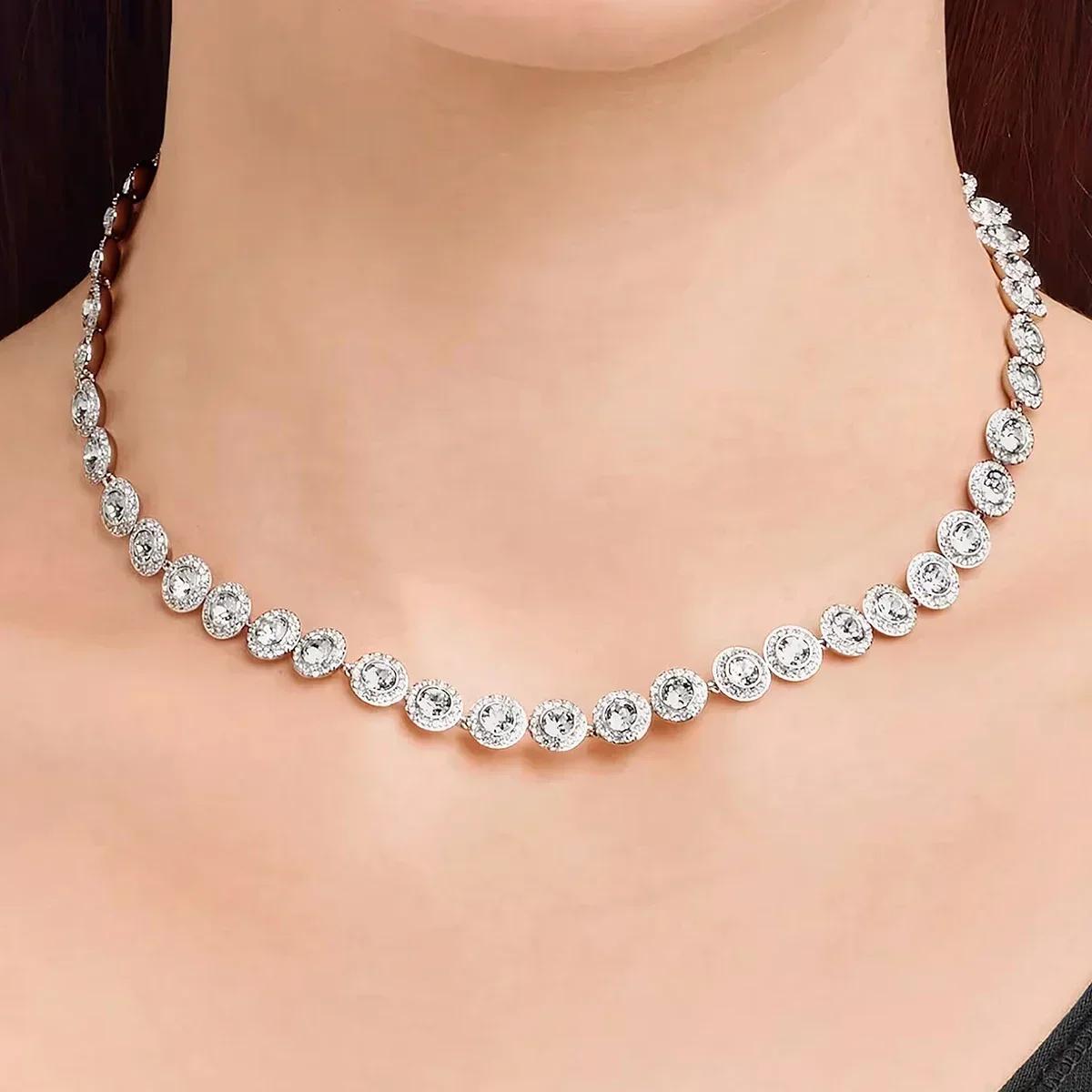 Ensemble de colliers ronds en cristal et diamant pour femmes, de haute qualité, classique, bonheur, 