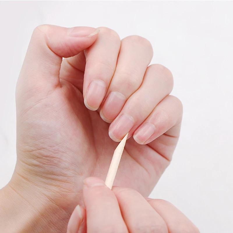 500/100 pièces bâtons de bois Orange pour ongles en vrac Double face poussoir à cuticules dissolvant