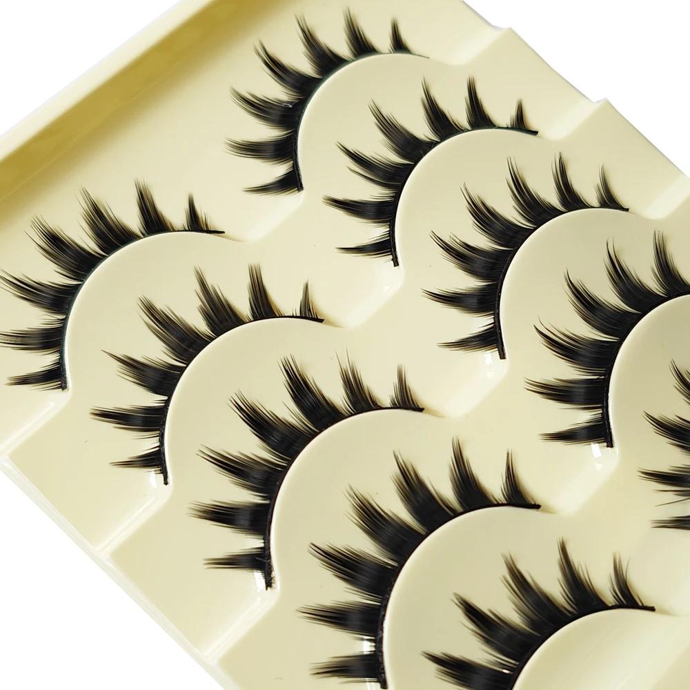 5 Paris oeil de chat faux cils longs épais Cosplay faux cils Extension Smokey maquillage naturel fai