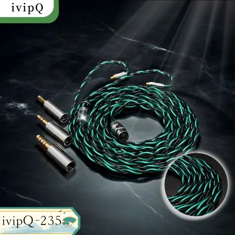 IvipQ-235 HiFI bricolage MMCX 4 cœurs 7N OCC + argent paladium placage prise modulaire câble d'écout