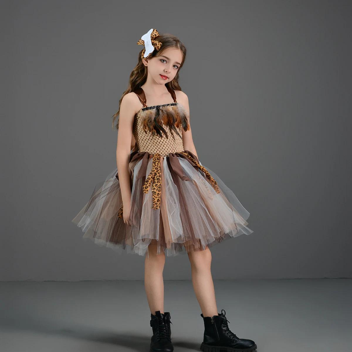 Costume de Diversification pour Fille, Robe Tutu d'Halloween, Cosplay d'Anniversaire, Jungle, Carnav