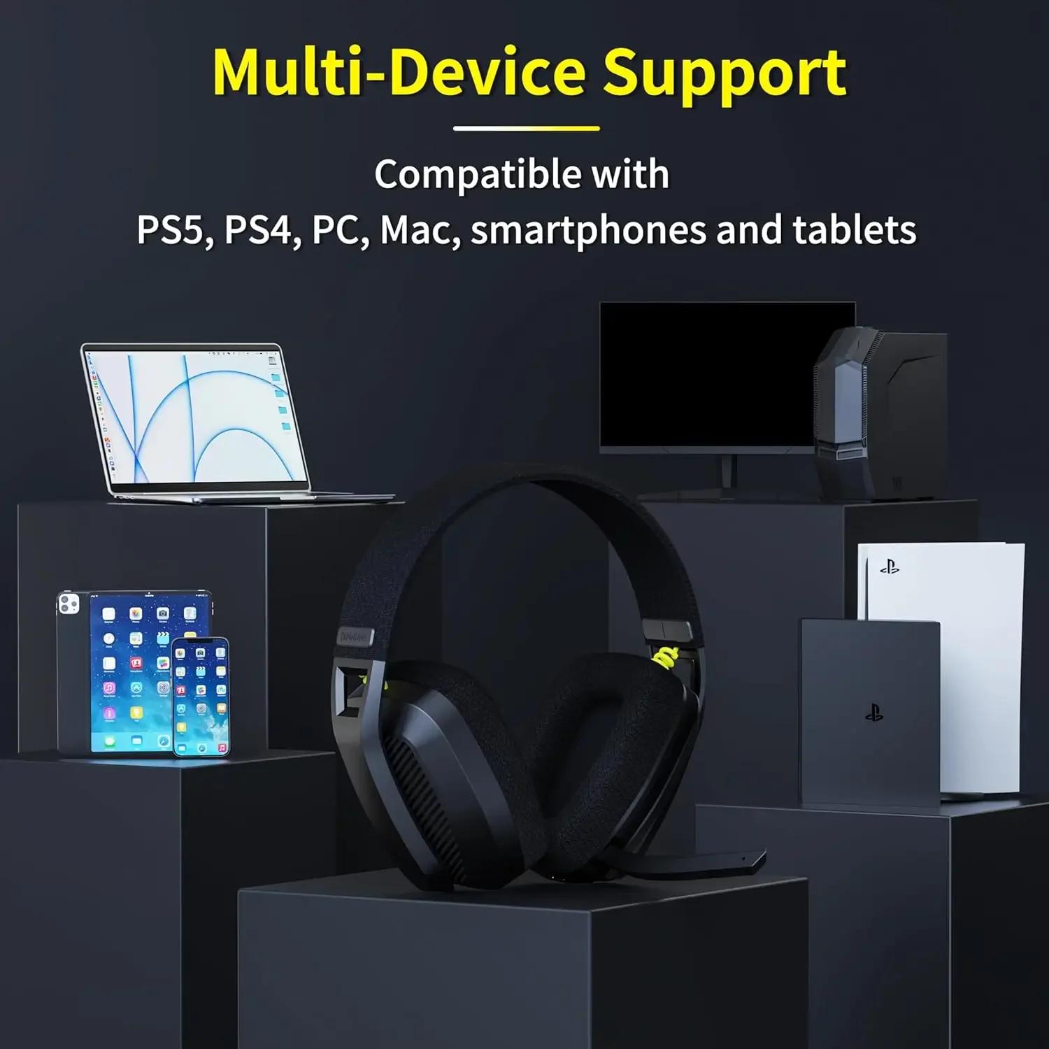 BINNUNE BW06 casque de jeu sans fil 2.4G avec micro Flip ENC pour PC, PS4, PS5, casque Bluetooth dou