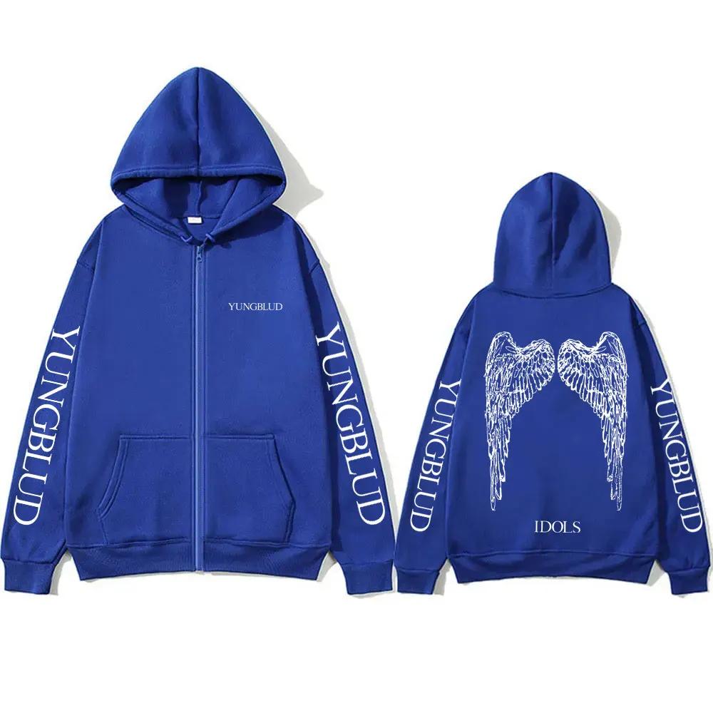 Yungblud IDOLS Wings Album Tour 2025 sweat à capuche avec fermeture éclair homme surdimensionné vest