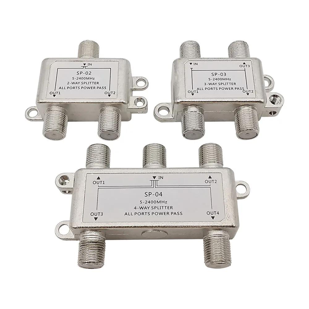 Séparateur Satellite d'antenne TV 2/3/4 voies, distributeur de répartiteur de télévision, câble Coax