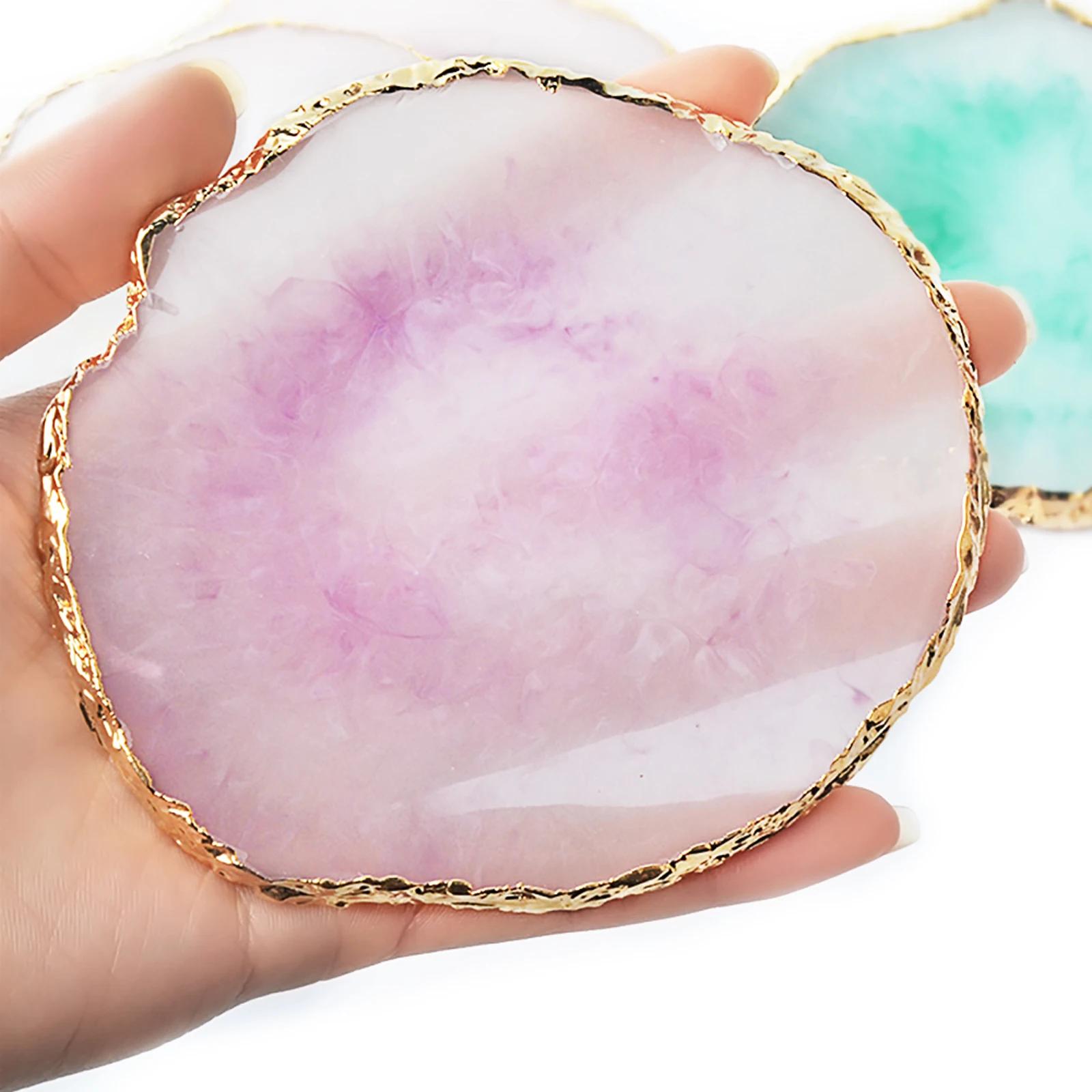 Palette de Faux Ongles Ronds en Résine et Pierre d'Agate, Présentoir de Verhéritage Gel, Outil de Ma