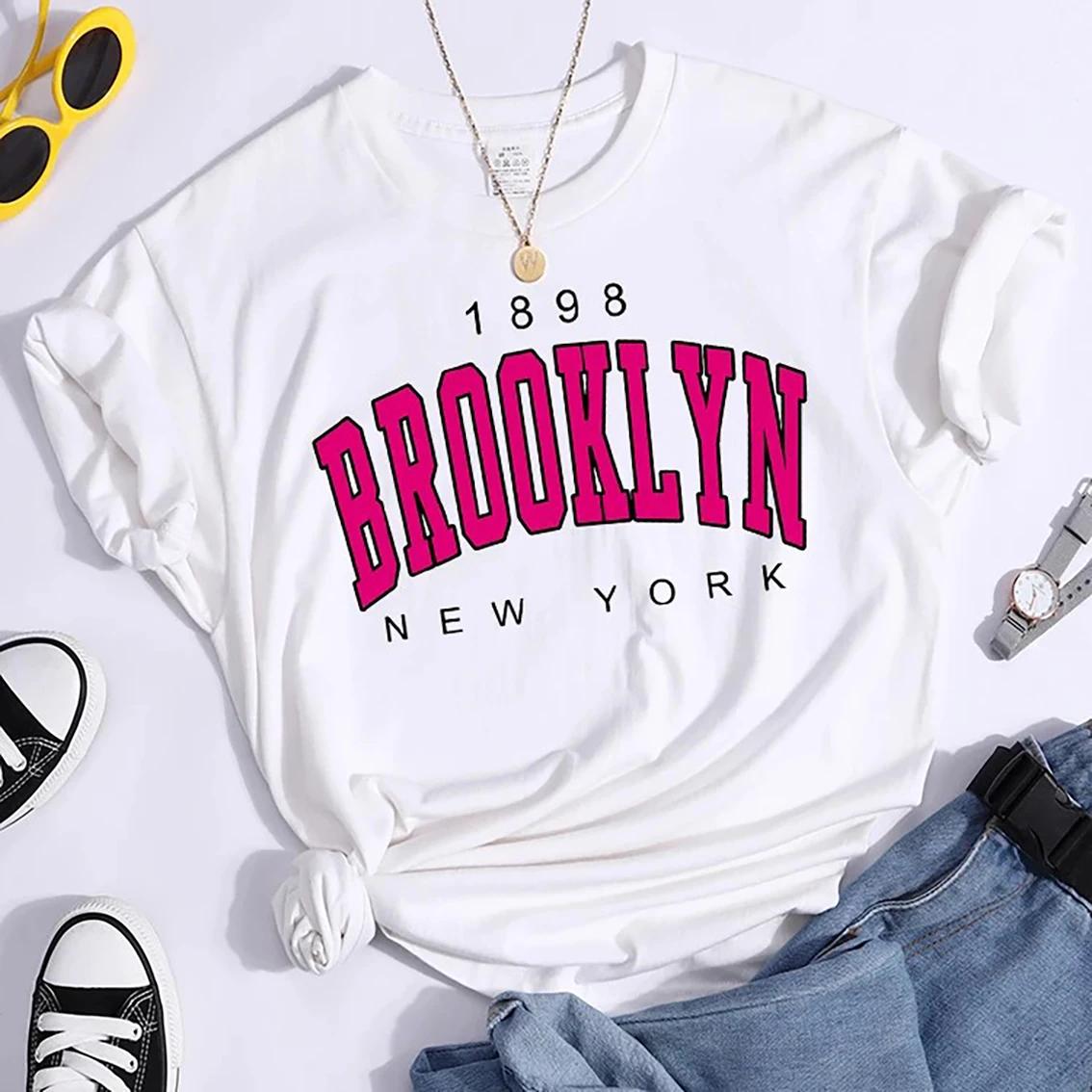 2024 Nouvel Été Femmes T-shirt 1898 Brooklyn New York Imprimé Manches Courtes T-Shirts Chaud Décontr