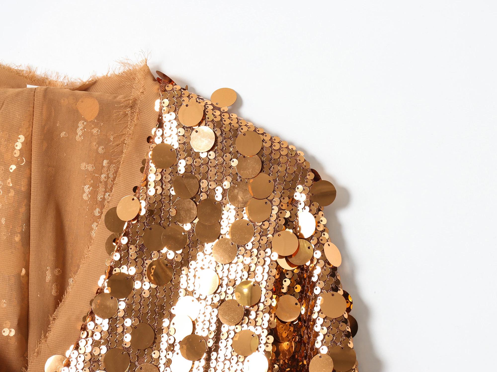 Mode à lacets paillettes Patchwork Kimono femmes Chic col en V manches longues veste ample automne n