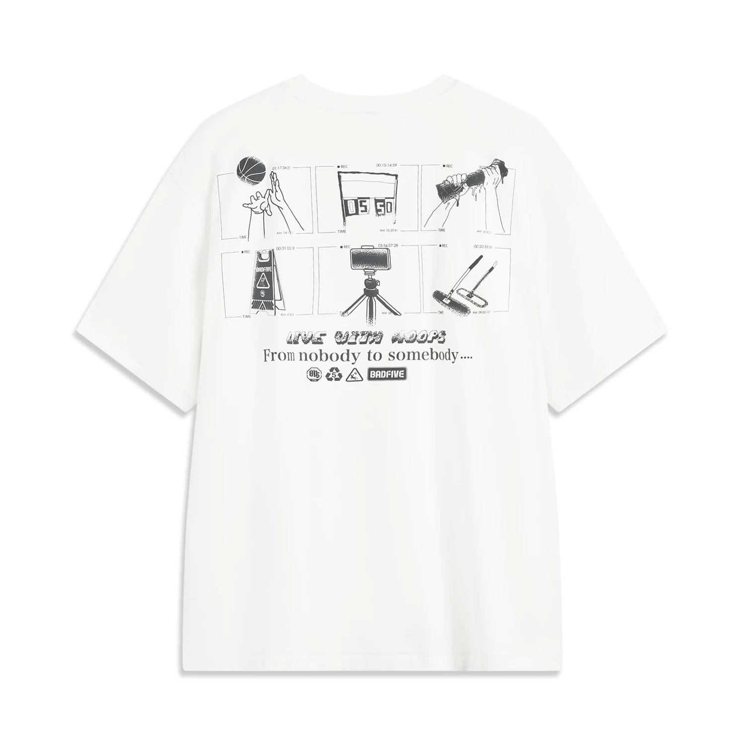 T-shirt Li-Ning BADFIVE homme 100% coton coupe ample confortable décontracté basket culture