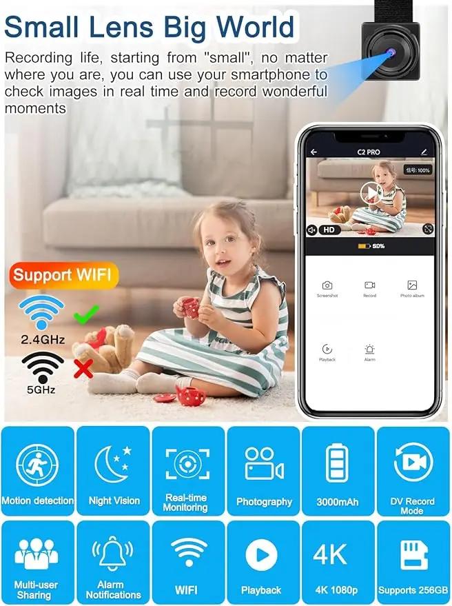 Tuya Full HD Mini caméra de sécurité sans fil bricolage 115 °   Alarme automatique de détection de m