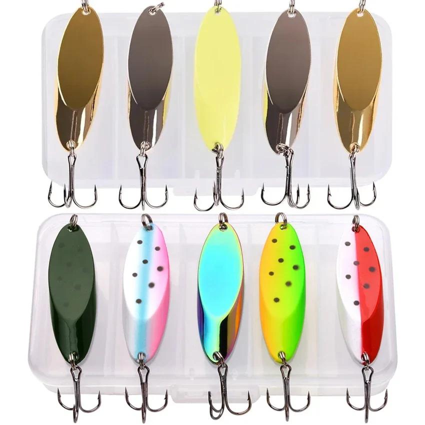 5 pièces 3g-21g pêche lumineuse cuillère en métal leurre appâts durs basse argent cuillère leurre de