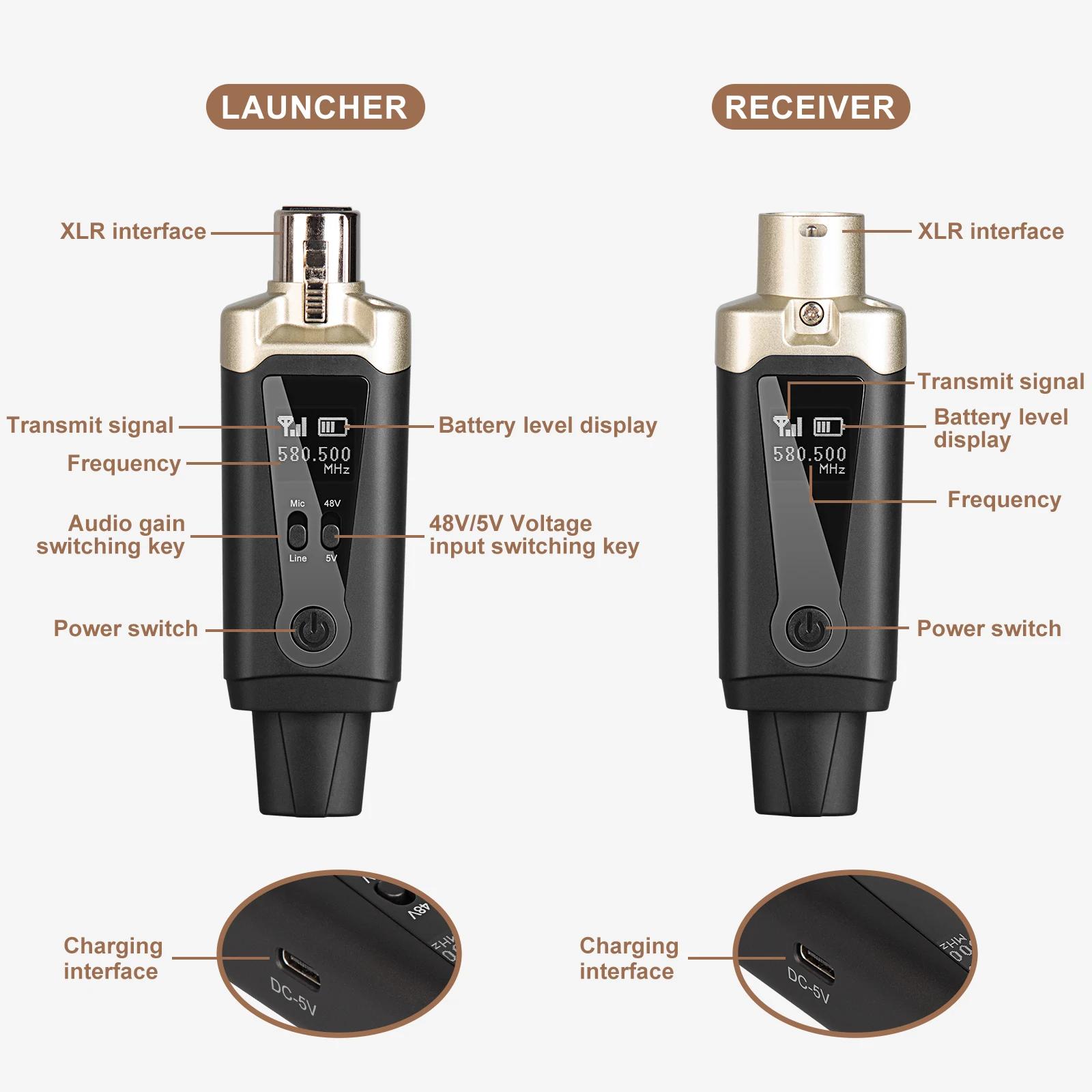 Système de Microphone sans fil, transmetteur et récepteur XLR sans fil UHF pour Microphone dynamique