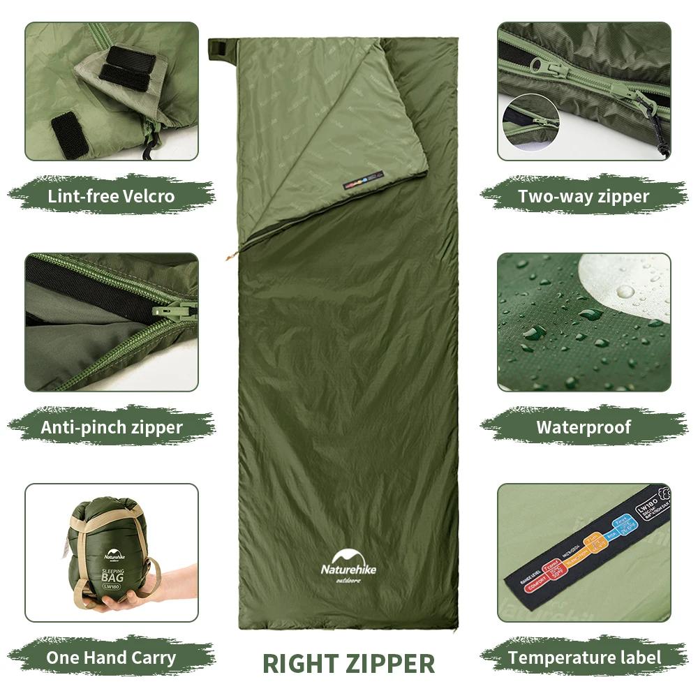 Naturehike lw180 sac de couchage ultraléger coton sac de couchage printemps été sac de couchage en p