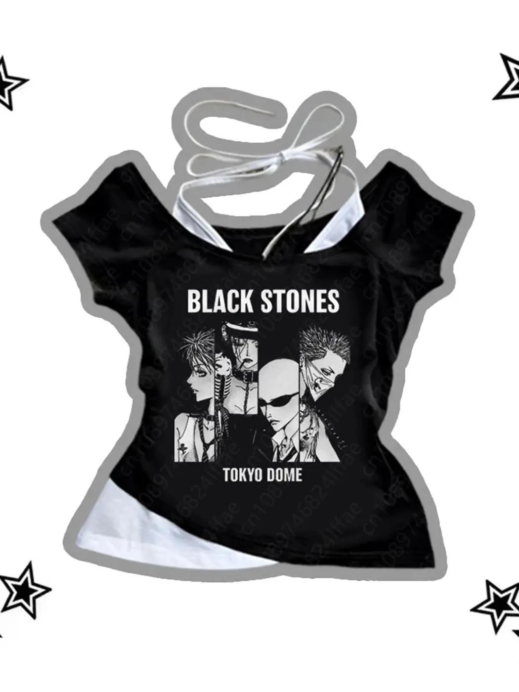 Vintage années 90 Punk Gothique Streetwear T-Shirt femme Emo Y2K Bretelles Top Harajuku Esthétique A
