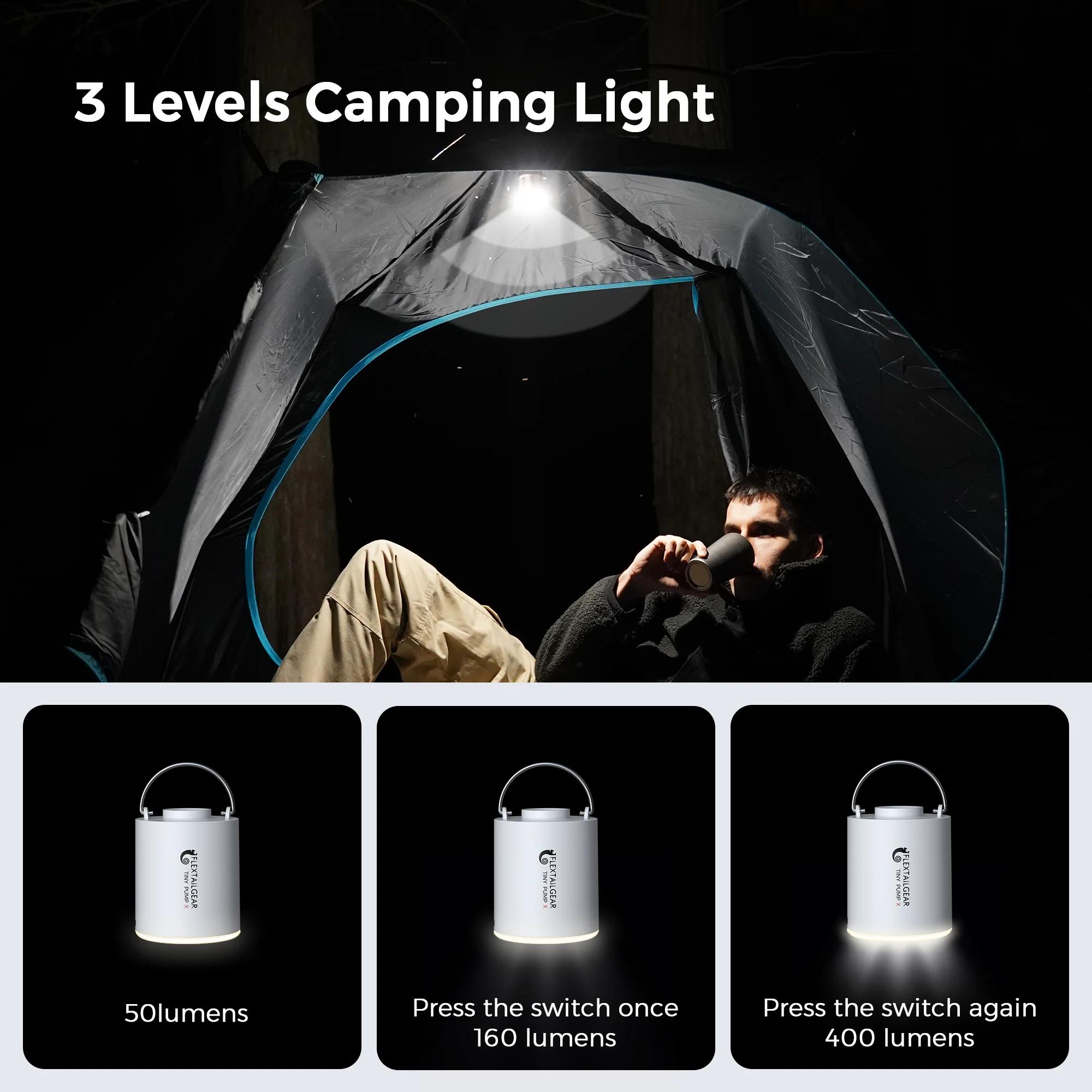 FLEXTAIL TINY PUMP X - Pompe à air de camping portable avec batterie de 1300 mAh rechargeable pour f