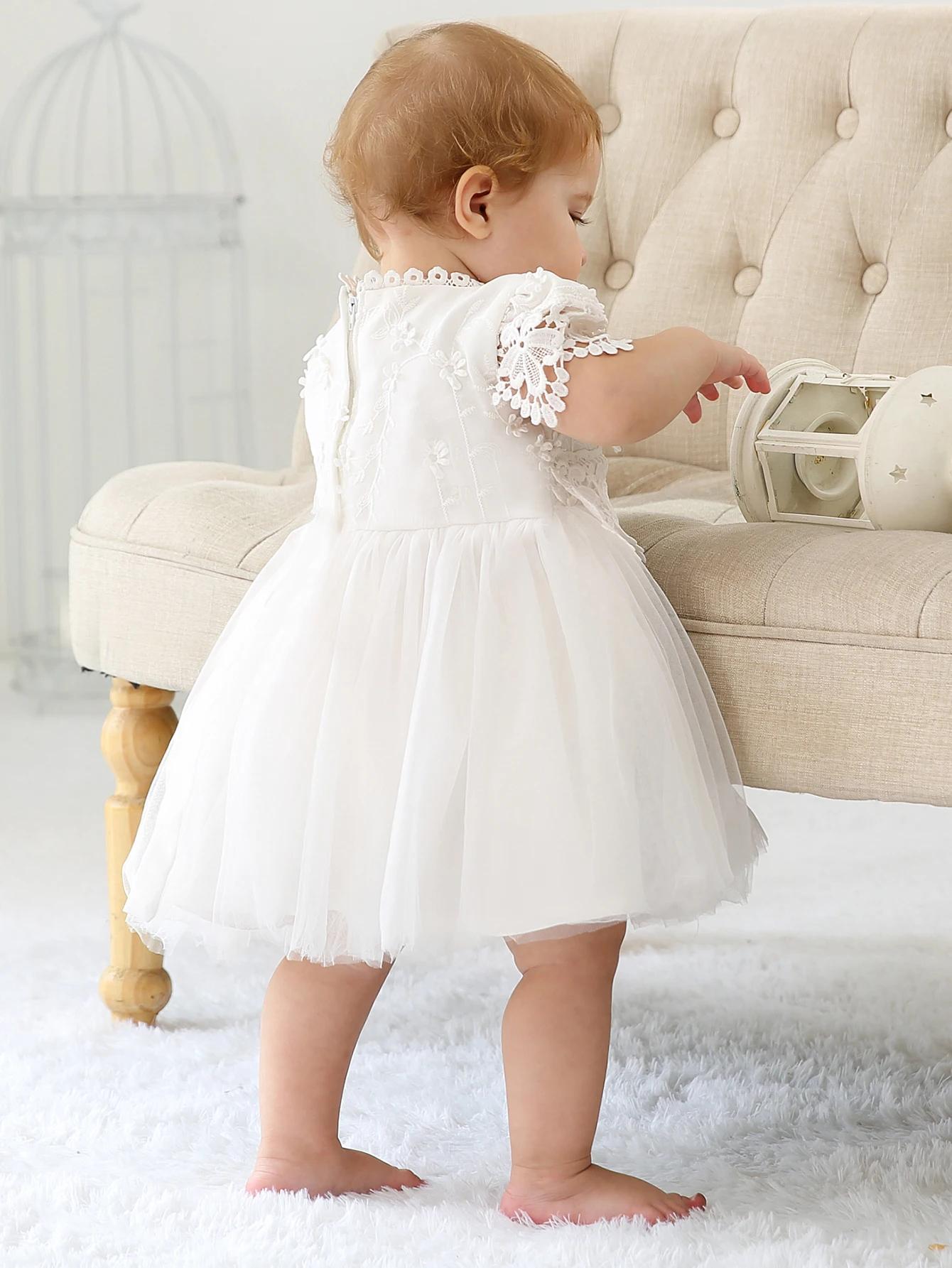 Robe de baptême pour bébé fille, tenue de princesse blanche pour fête d'anniversaire et de mariage