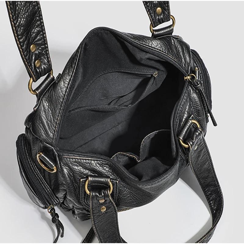 Sac fourre-tout Y2K tendance pour femme, style punk motard, grande capacité, en cuir PU, sac bandoul