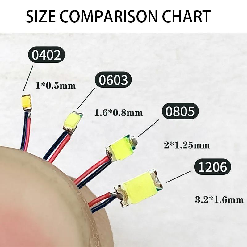 0805 1206 0603 Micro SMD 3V lumière LED filaire 30CM matériaux de bricolage lampe pour la fabricatio