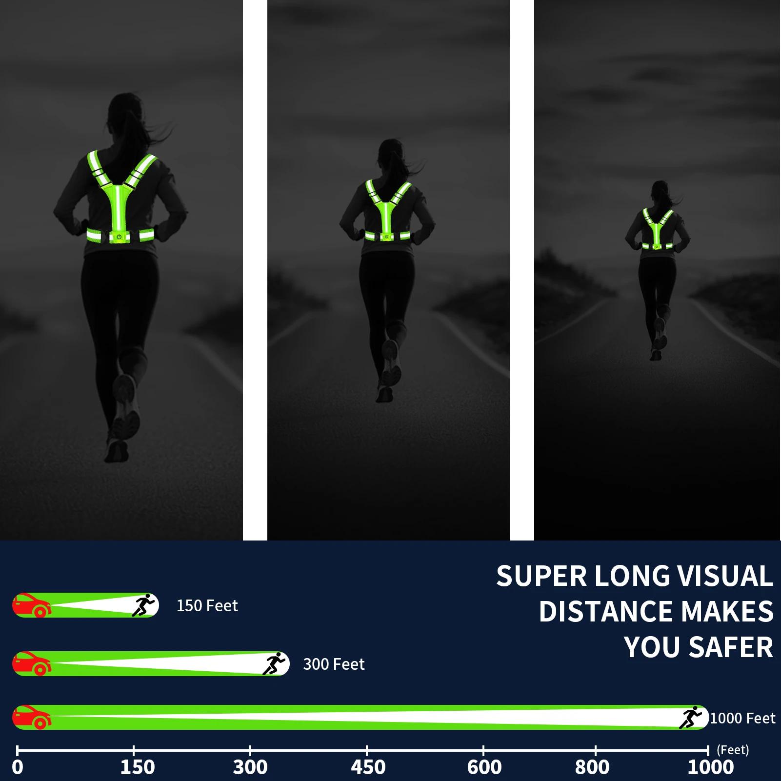 Gilet de course LED rechargeable USB - Haute visibilité nocturne pour running et équitation - Sangles réfléchissantes