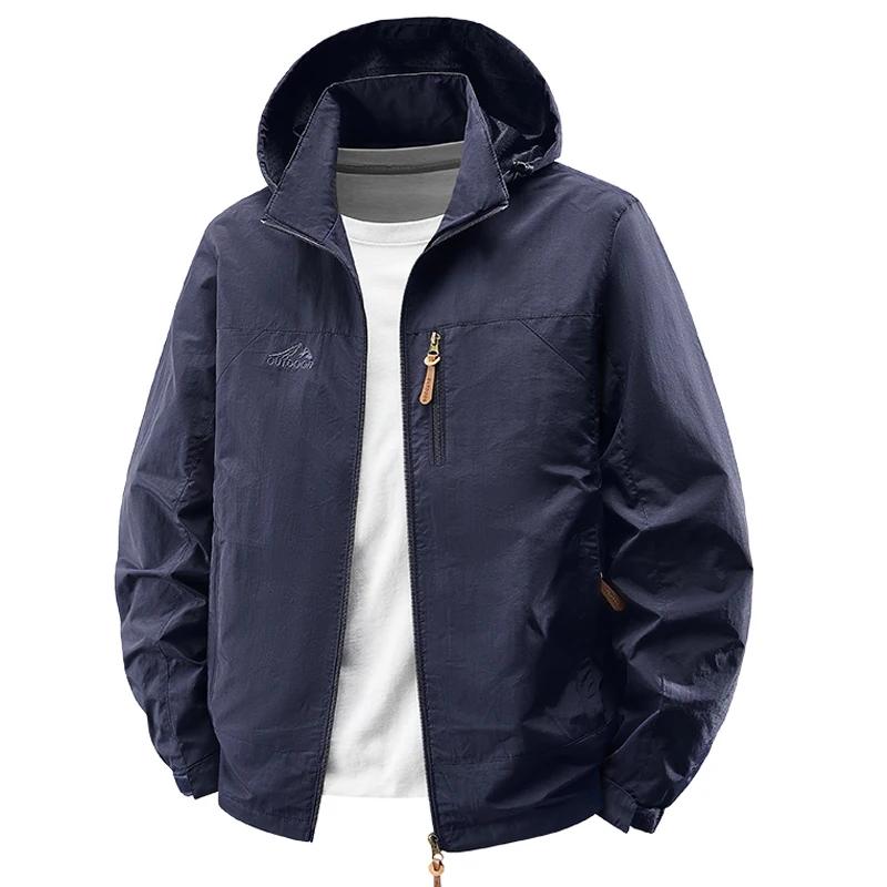 Printemps automne coupe-vent imperméable randonnée vestes hommes en plein air Camping manteaux à cap