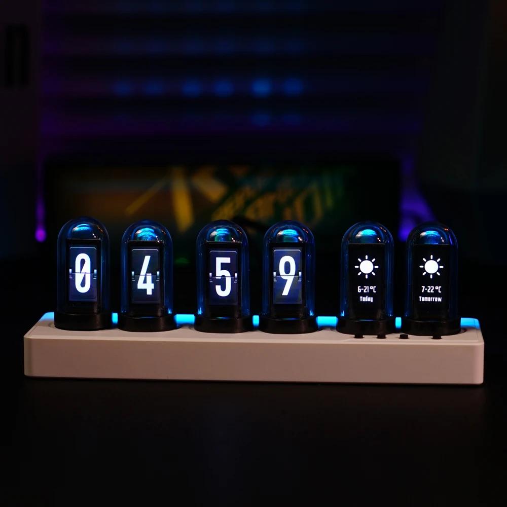 Réveil à Tube Nixie IPS, contrôle WIFI, avec lumières RGB colorées, pour la décoration de salle de j