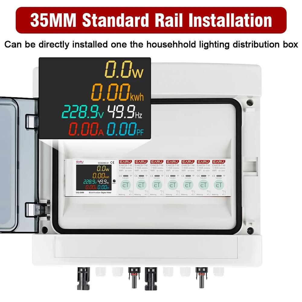 Moniteur AC sur rail DIN 6 en 1 110V 220V 380V 100A Tension Courant Facteur de puissance kWh actif C