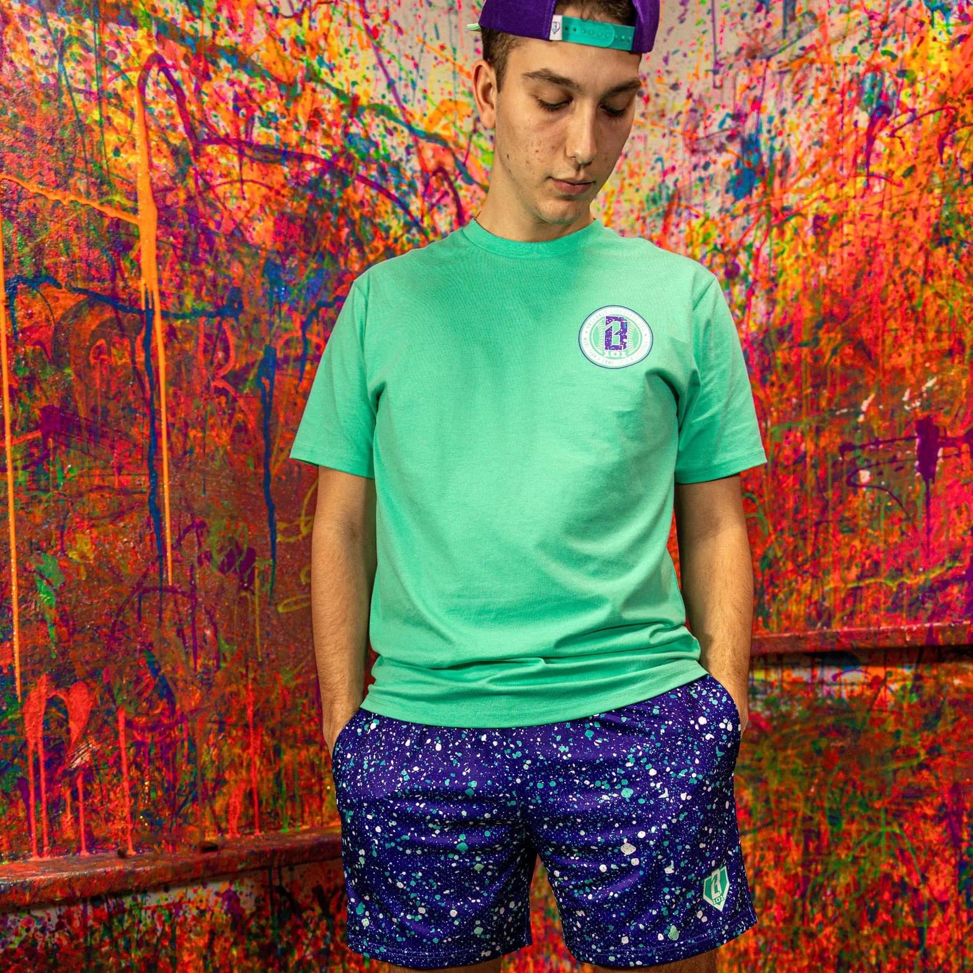 Nouveau style de baseball d'été # 101 #   Ensemble T-shirt et short Lifestyle, imprimé color-block e
