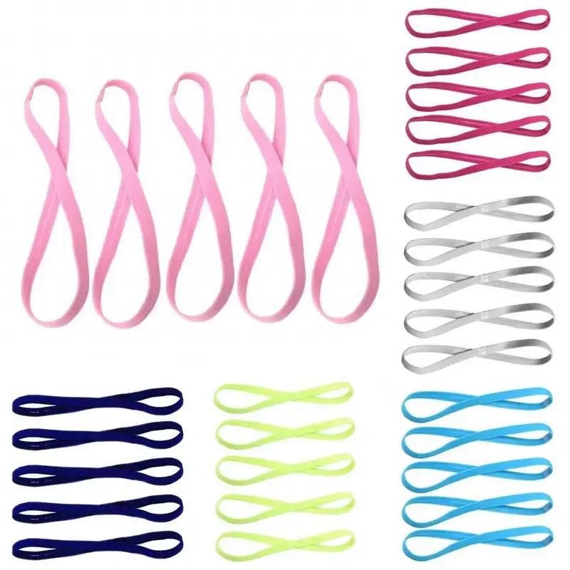 5/10 pièces couleur bonbon femmes hommes Yoga bandes de cheveux Sport bandeau filles Sport anti-déra