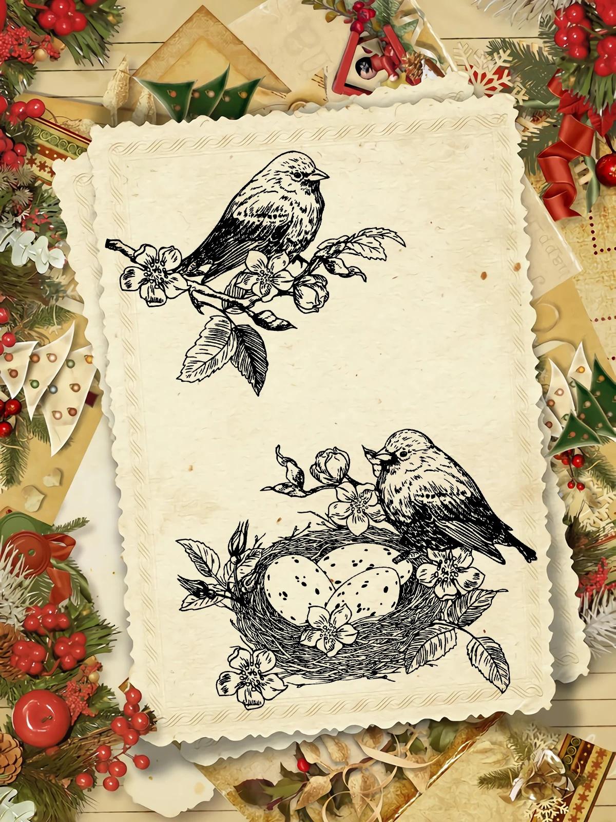 AZXenon-Tampons Transparents Oiseaux Vintage pour Bricolage, Scrapbooking, Carte en Papier, Album Ex