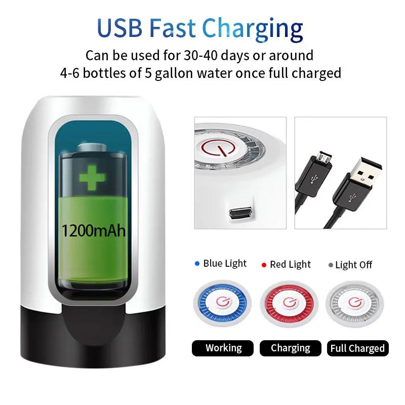 HiPiCok – pompe à bouteille d'eau, distributeur d'eau de 19 litres, chargeur USB, pompe à eau électr