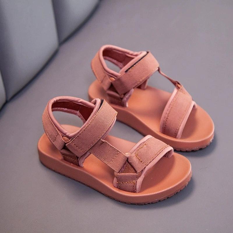 Sandales d'été respirantes pour enfants, chaussures de plage plates antidérapantes pour tout-petits 