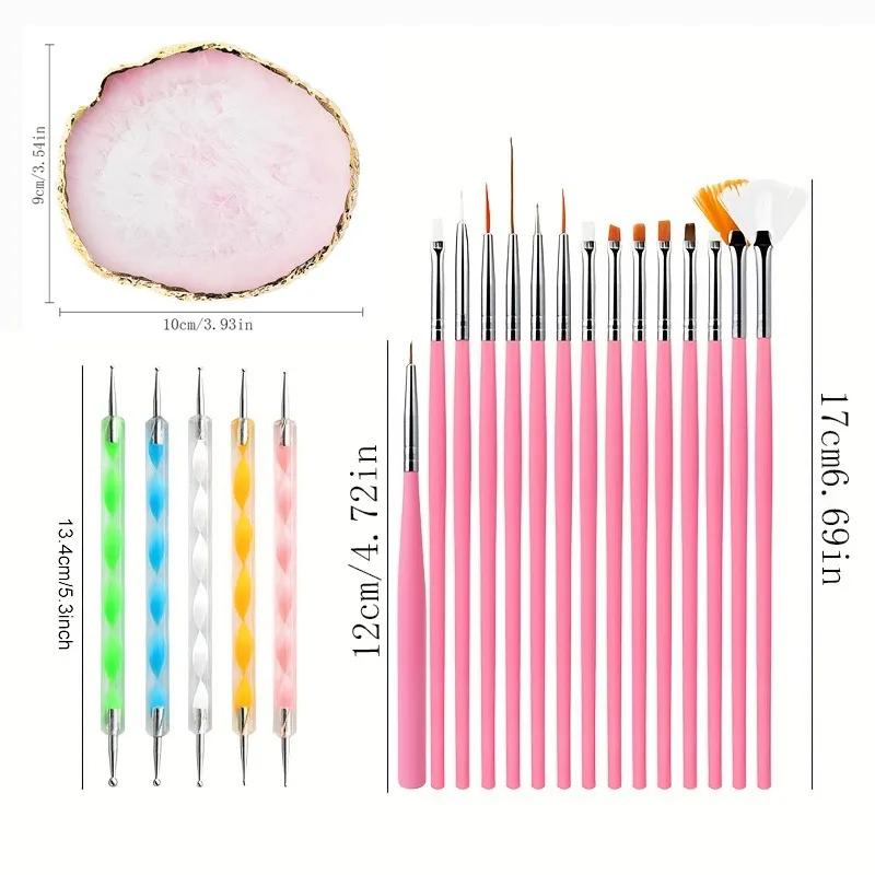 Ensemble de pinceaux professionnels pour Nail Art, 21 pièces, pointe de conception, lignes de Gel UV