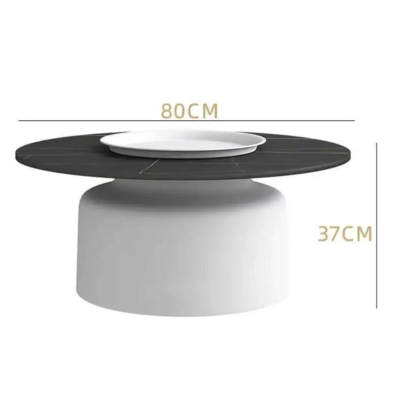 Table Basse Ronde Basse en Pierre de Marbre, Design Japonais, Moderne, Français, Ensemble Nordique, 