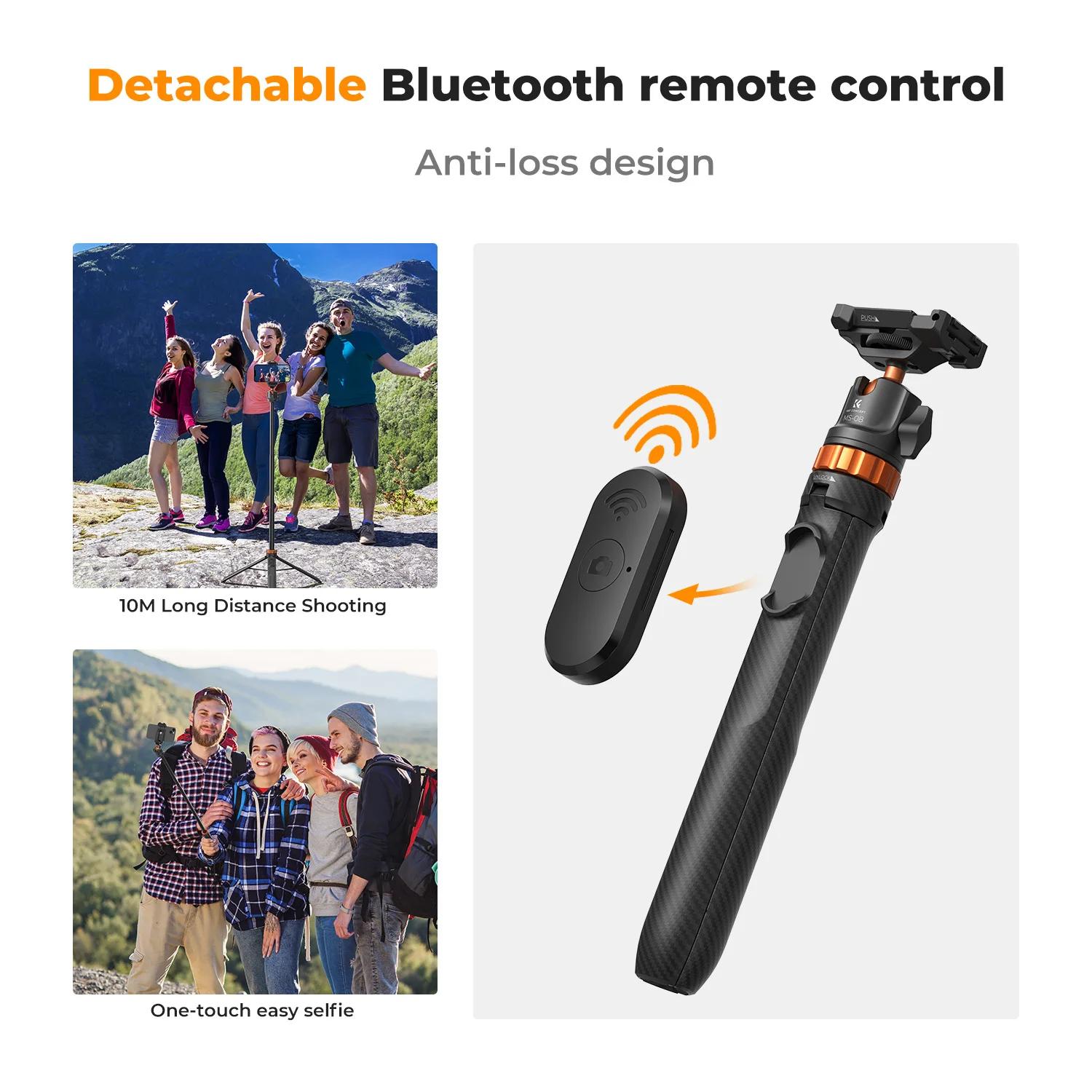 K&F CONCEPT Trépied pour téléphone portable, bâton de selfie et télécommande Bluetooth, trépied exte