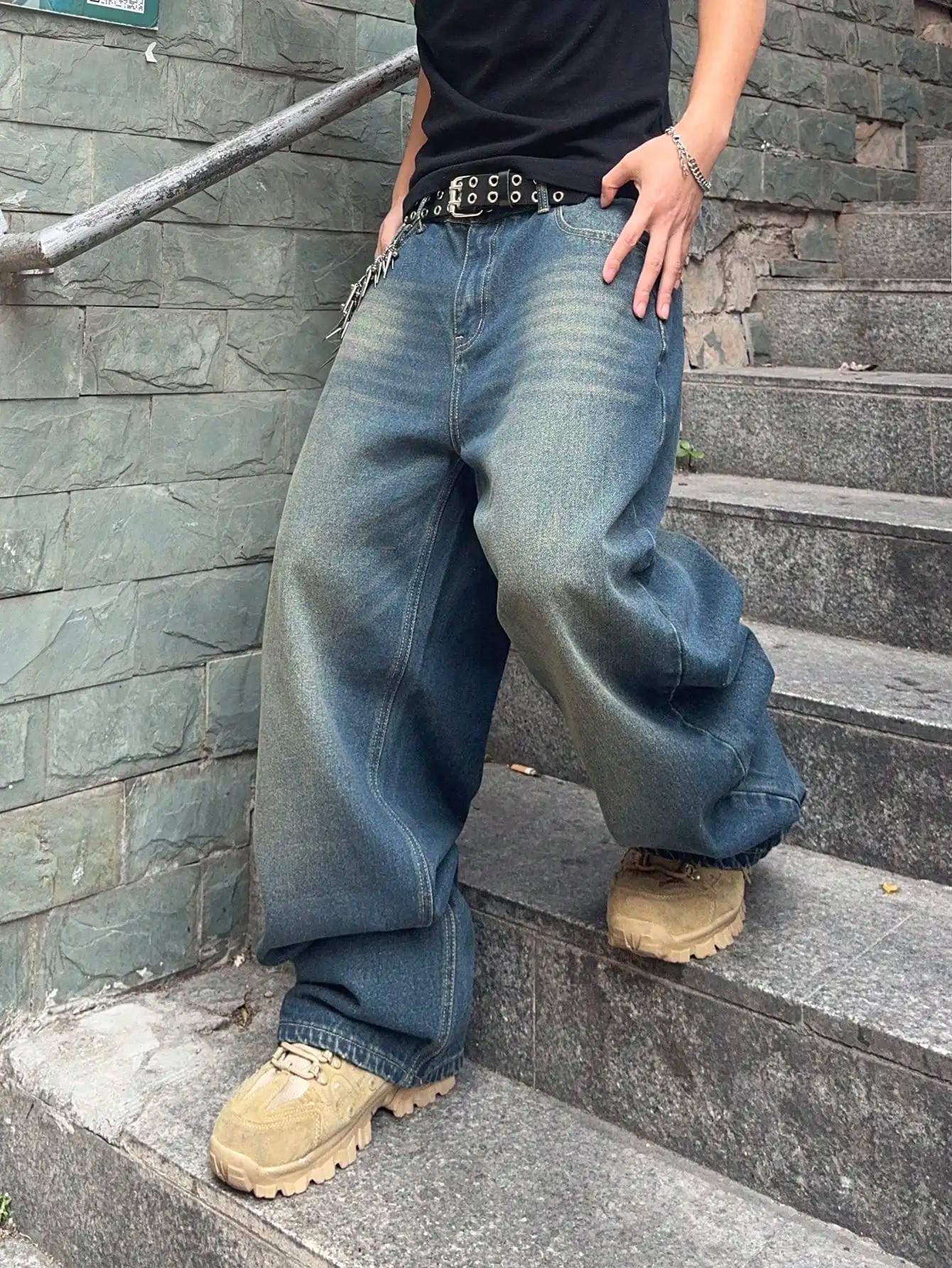 Vintage hommes y2k extensible Baggy Denim jean pour hommes mode pantalons décontractés Streetwear De
