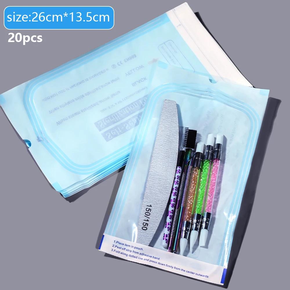 Sacs de stérilisation vides jetables pour Nail Art, 200 pièces/boîte, 26x14cm, pochettes de stérilis