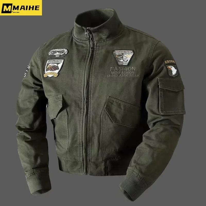 Vestes bombardier rétro pour hommes, automne printemps, vestes Cargo brodées pour pilote d'avion, ma