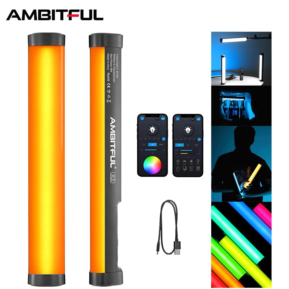 AMBITFUL A2 RGB 2500-8500K RGB LED bâton vidéo Tube lumineux, CRI 95 + TLCI 97 +, fonction magnétiqu