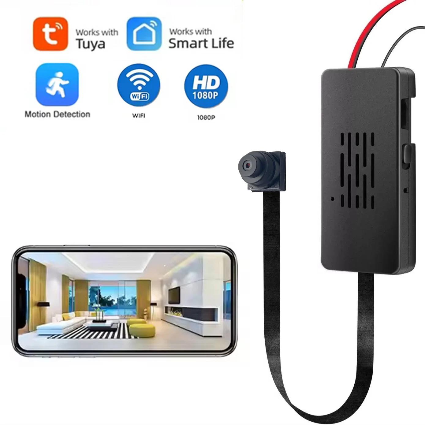 Tuya Full HD Mini caméra de sécurité sans fil bricolage 115 °   Alarme automatique de détection de m