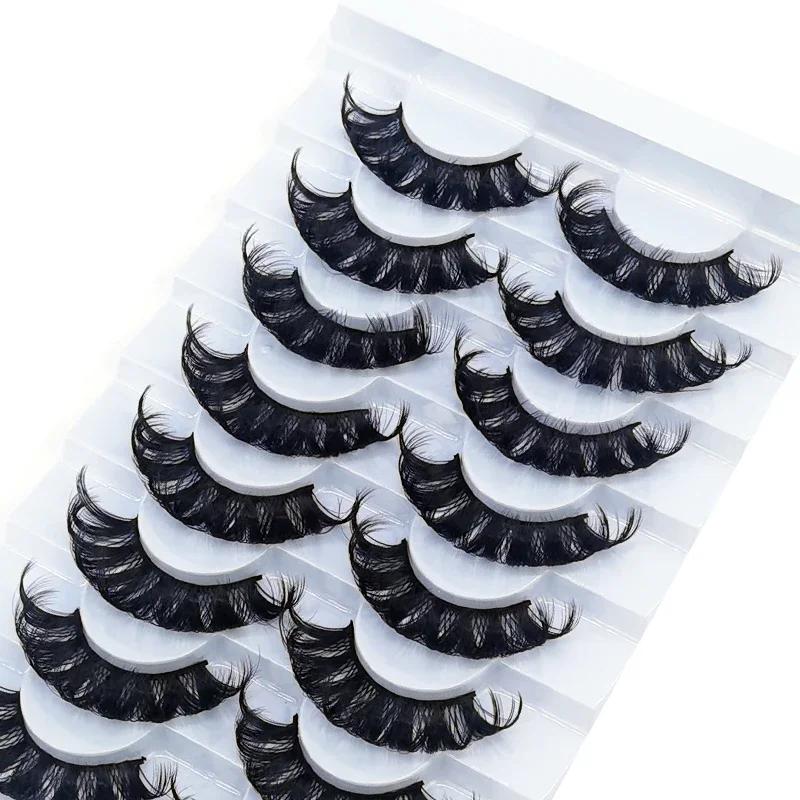 HBZGTLAD cils 8 paires DD curl bandes russes cils Faux vison maquillage cils 3D vison cils naturel F