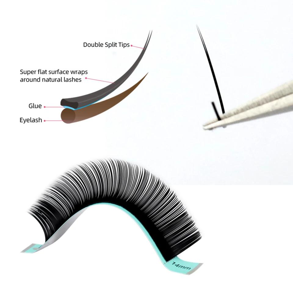RUJADE 5 étuis/Lot Ellipse plat Extensions de cils individuels doux pointes fendues Extension de cil