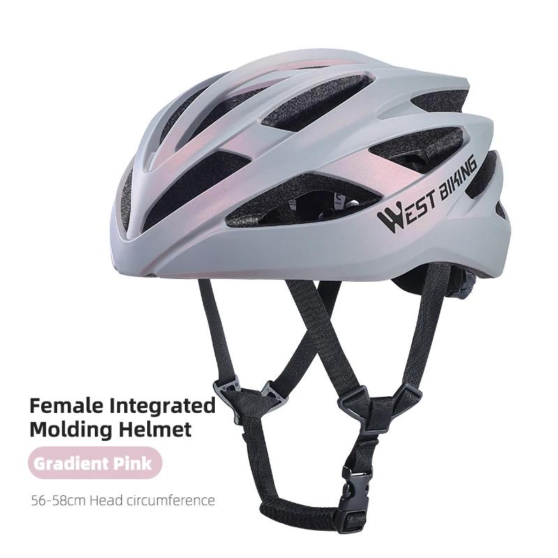 WEST BIKING-Casque de vélo léger intégré pour femme, multicolore, aérodynamique, vélo de route, casq